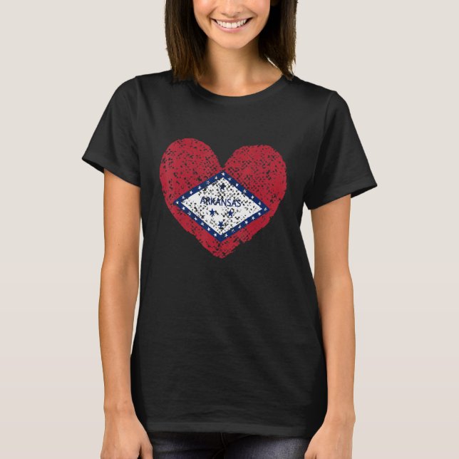 Arkansas Love State Retro Heart Flag T-Shirt (Front)