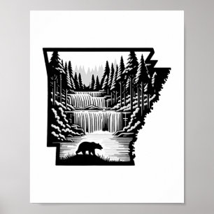 Arkansas Map And Landscape Poster
