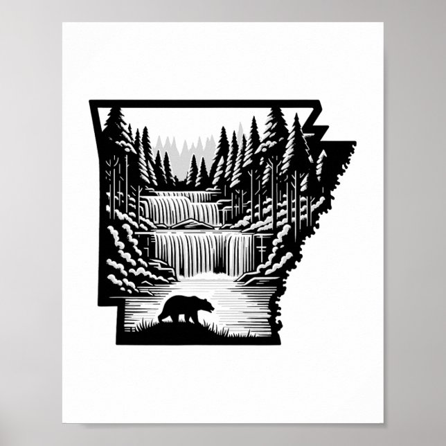 Arkansas Map And Landscape  Poster (Front)