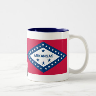 Arkansas Map and State Flag Two-Tone Coffee Mug