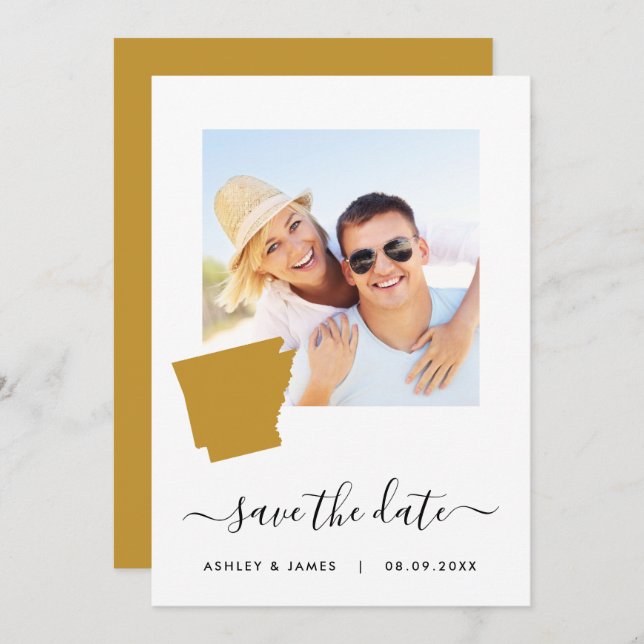 Arkansas Map Photo Wedding Save the Date Card (Front/Back)