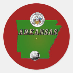 Arkansas Map, Seal and State Faux Quarter
