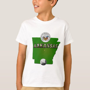 Arkansas Map, Seal and State Faux Quarter T-Shirt