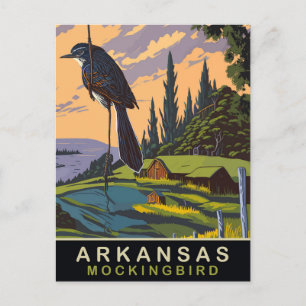 Arkansas, Mockingbird on a Farm, Travel Postcard