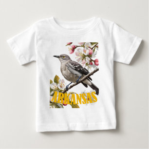 Arkansas Northern Mockingbird Surrounded by Apple Baby T-Shirt