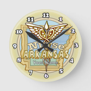Arkansas Nurse Caduceus Round Clock