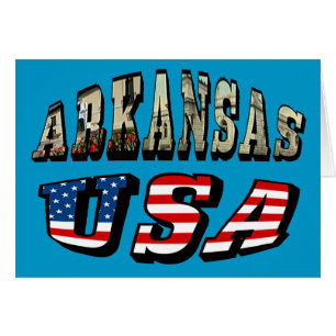 Arkansas Picture and USA Flag Text