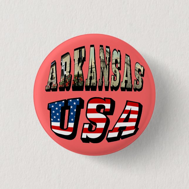 Arkansas Picture and USA Flag Text 3 Cm Round Badge (Front)