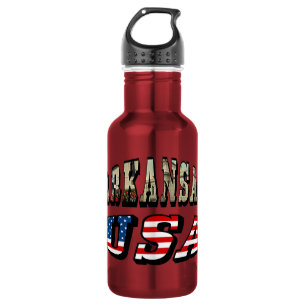 Arkansas Picture and USA Flag Text 532 Ml Water Bottle