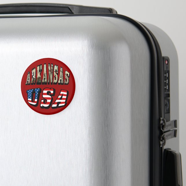 Arkansas Picture and USA Flag Text Magnet (In Situ (Luggage))