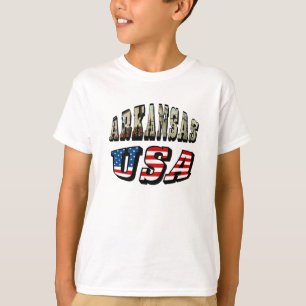 Arkansas Picture and USA Flag Text T-Shirt
