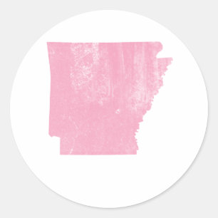 Arkansas Pink Vintage Grunge Classic Round Sticker