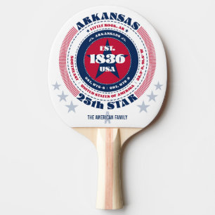 Arkansas Pride Circular Typography Monogram Ping Pong Paddle
