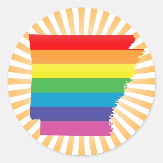 arkansas pride : striped : classic round sticker (Front)