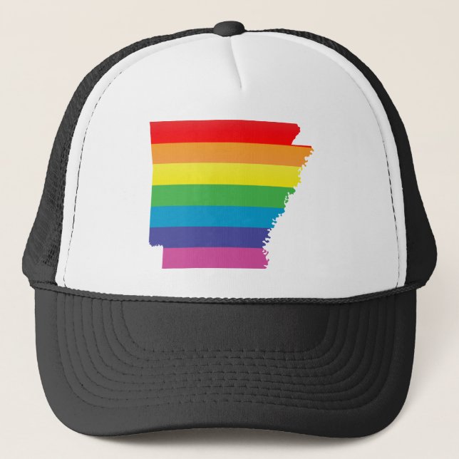 arkansas pride. striped. trucker hat (Front)