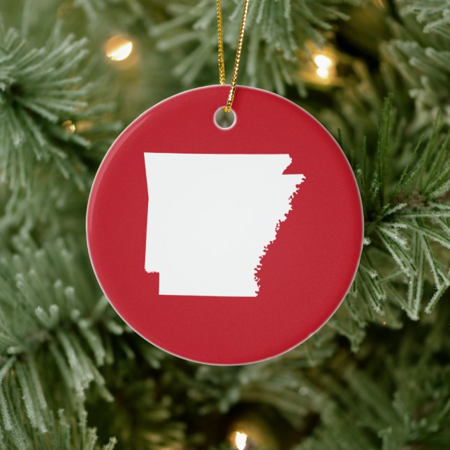 Arkansas Red and White Ceramic Tree Decoration (Tree)