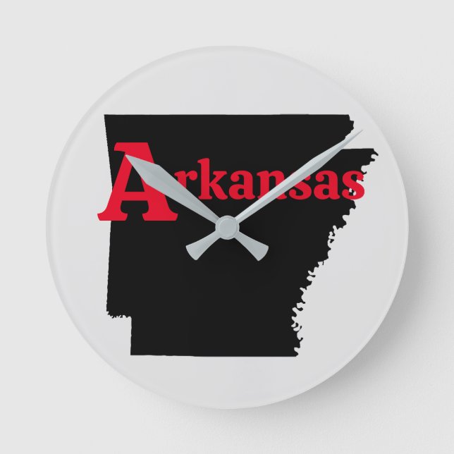 Arkansas Red Text Round Clock (Front)