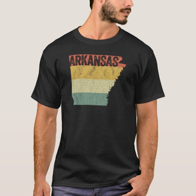 Arkansas Retro Sunset Vintage Distressed T-Shirt (Front)