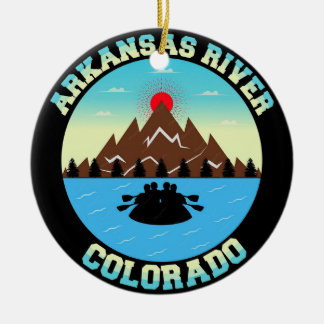Arkansas River Colorado Adventure Vector T-Shirt Ceramic Ornament