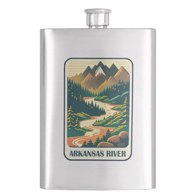 Arkansas River Colorado Colours Hip Flask (Front)