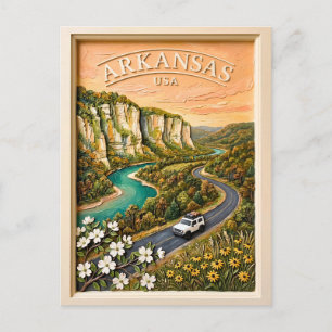 Arkansas Road Trip Vintage Ozark River Landscape Postcard