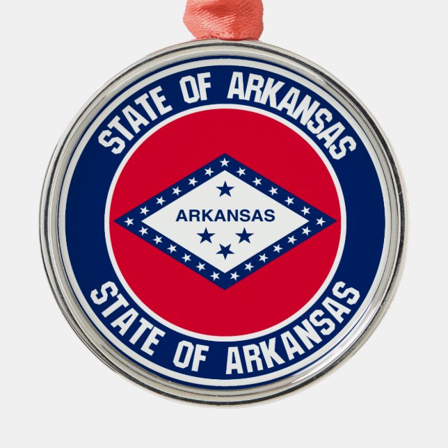 Arkansas Round Emblem Metal Ornament (Front)