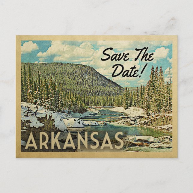 Arkansas Save The Date Mountains River Snow Announcement Postcard (Front)