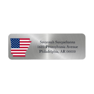 Arkansas Silver American Flag Patriotic Return Address Label