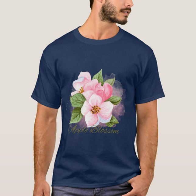 Arkansas State Apple Blossom Flower Watercolor Sti T-Shirt (Front)