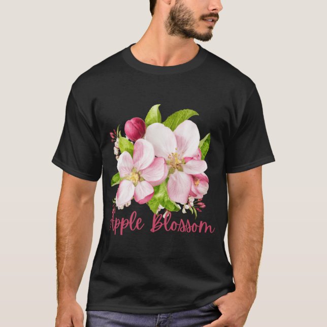 Arkansas State Apple Blossom Flower Watercolor Sti T-Shirt (Front)