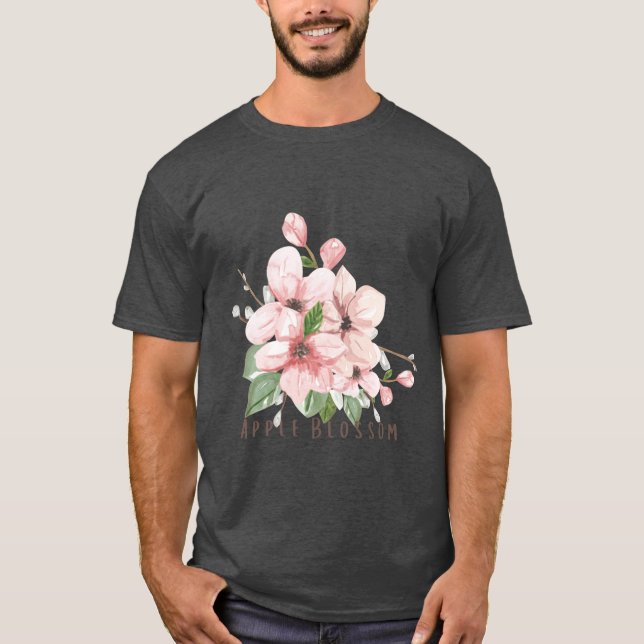 Arkansas State Apple Blossom Flower Watercolor Sti T-Shirt (Front)