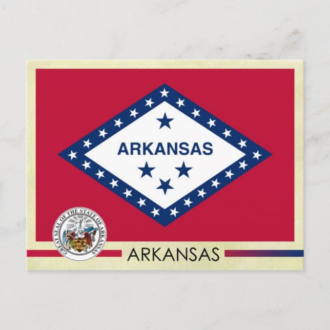 Arkansas State Flag and Seal Postcard (Front)