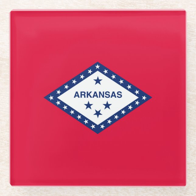 Arkansas State Flag Design Decor Glass Coaster (Front)