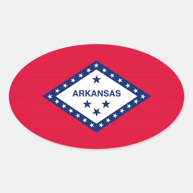 Arkansas State Flag Design Oval Sticker (Front)