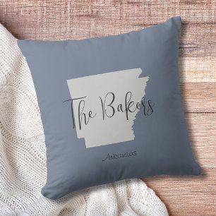 Arkansas State Outline Family Name Throw Pillow