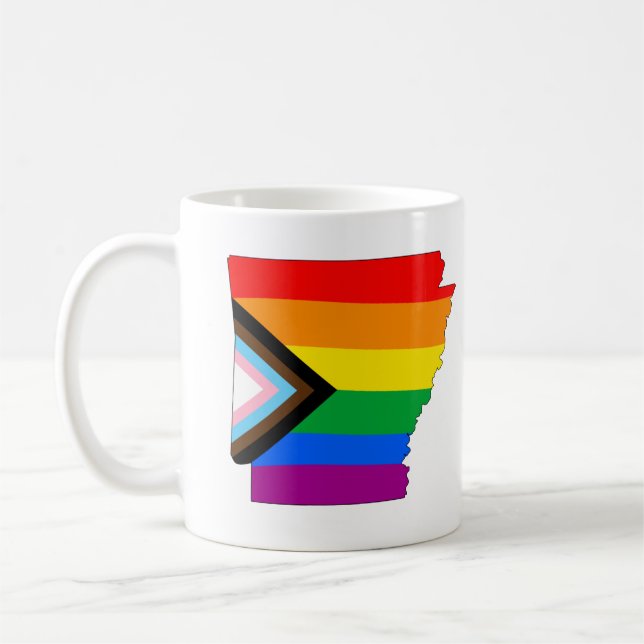 Arkansas State Pride LGBTQ Progress Pride Coffee Mug (Left)