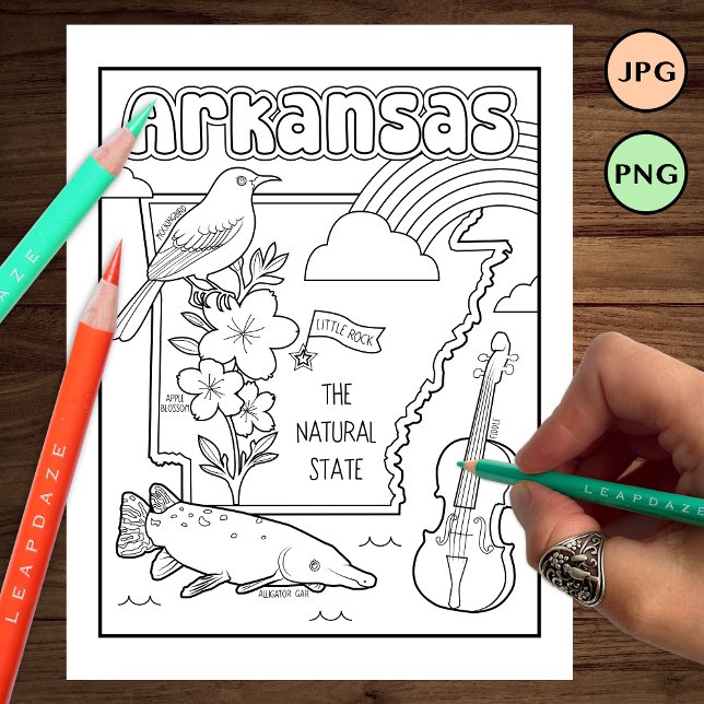 arkansas state shape and facts colouring page (Creator Uploaded)