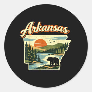 Arkansas State Sunset Bear River Nature Landscape Classic Round Sticker
