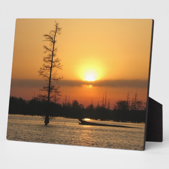 Arkansas Sunrise on Millwood Lake Canvas Print Plaque (Side)