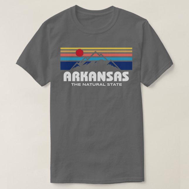Arkansas The Natural State Retro Mountain Sunset T T-Shirt (Design Front)