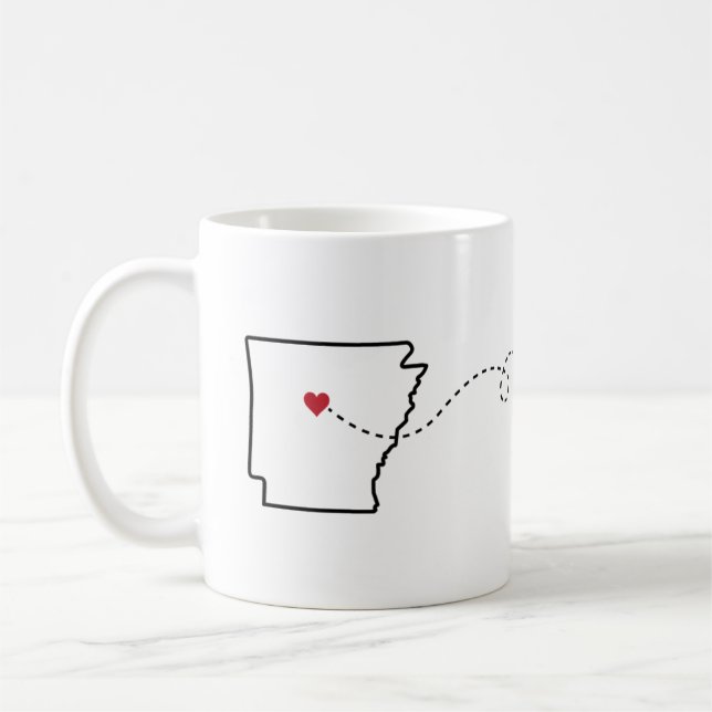 Arkansas to Illinois  - Heart2Heart Coffee Mug (Left)