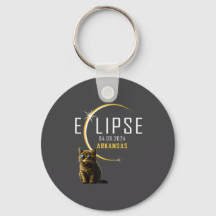 Arkansas Total Solar Eclipse 2024 Funny Cat Gles T Key Ring
