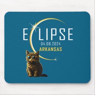 Arkansas Total Solar Eclipse 2024 Funny Cat Gles T Mouse Pad