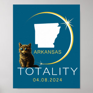 Arkansas Total Solar Eclipse 2024 Funny Cat Gles T Poster