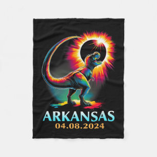 Arkansas Totality Total Solar Eclipse 2024 T Rex D Fleece Blanket