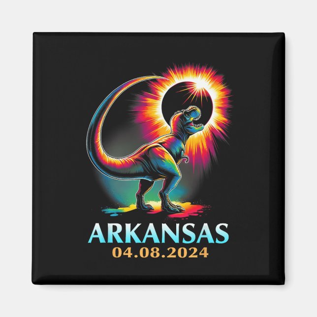 Arkansas Totality Total Solar Eclipse 2024 T Rex D Magnet (Front)
