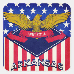 Arkansas USA Flag Square Sticker