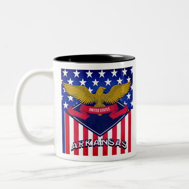 Arkansas USA Flag Two-Tone Coffee Mug (Left)