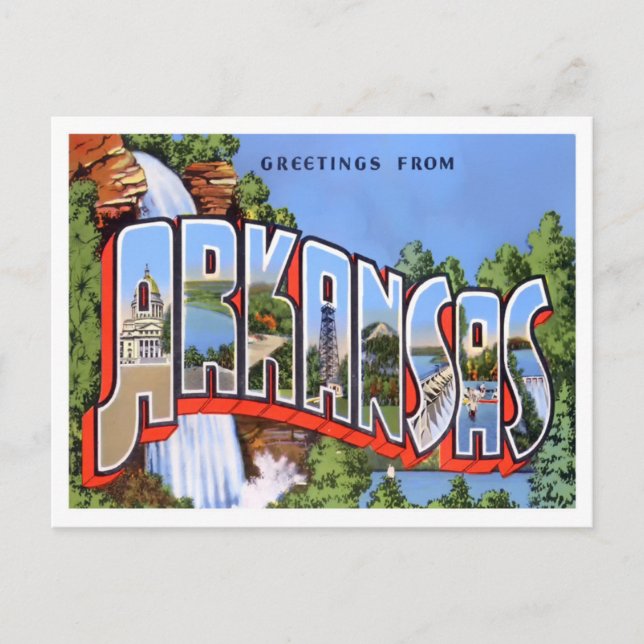 Arkansas Vintage Big Letters Postcard (Front)