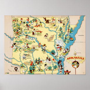 Arkansas Vintage Map Poster